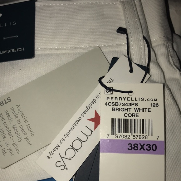 ♦️ Sz 38x30 | Perry Ellis | NWT Bright White Pants - Picture 12 of 16